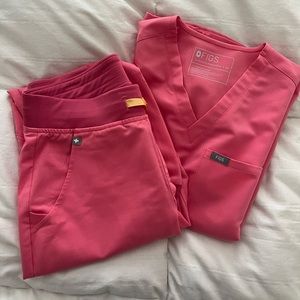 Pink FIGS Scrubs!! Top and Jogger Pants
